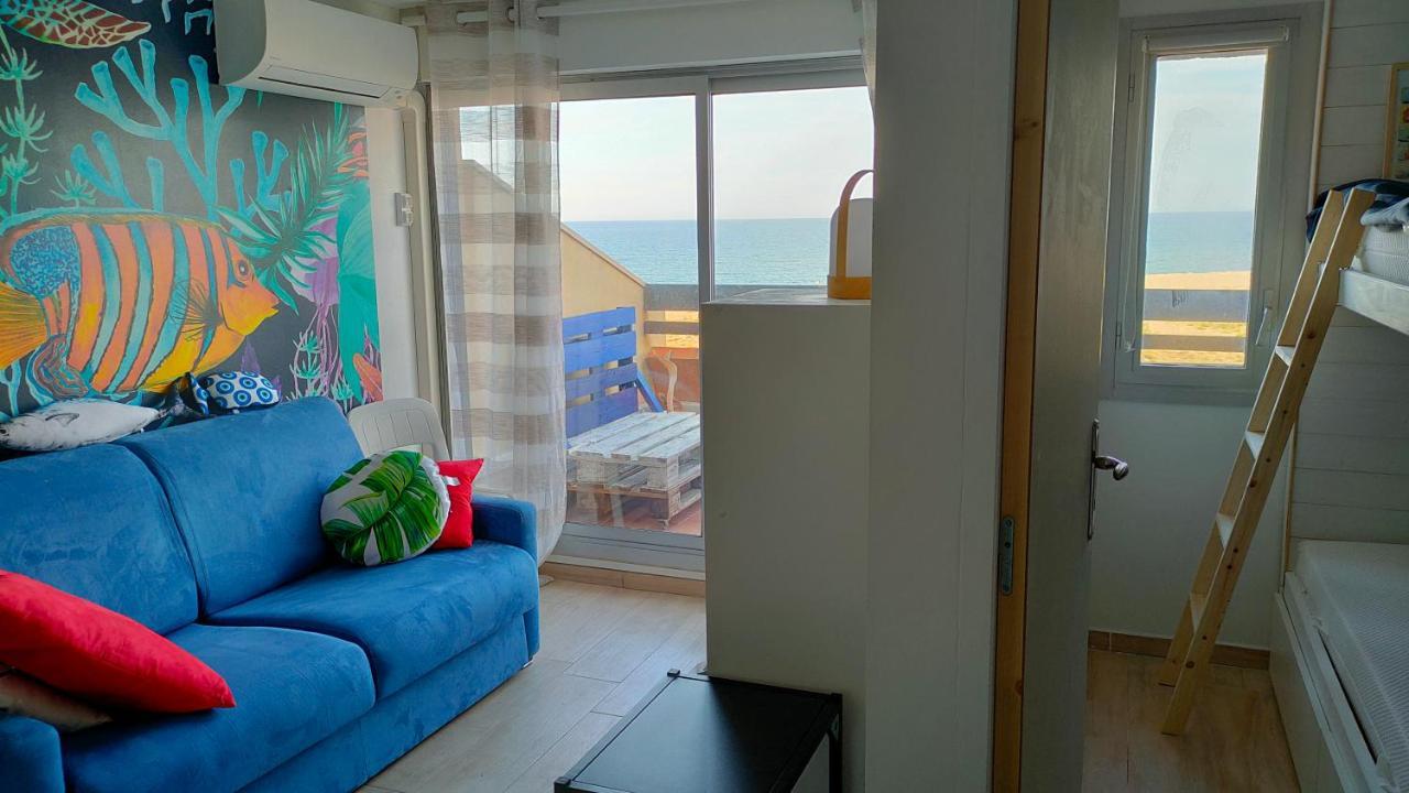 Appt T1 bis, terrasse face mer, rénové, climatisé Leucate Extérieur photo
